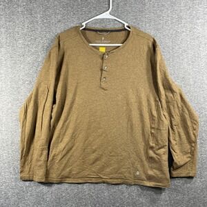Royal Robbins Shirt Mens XL Henley Long Sleeve Wool Blend Venture Layer Brown